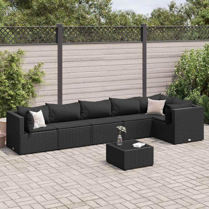 Set Mobilier De Grădină Cu Perne, 6 Piese, Maro, Poliratan