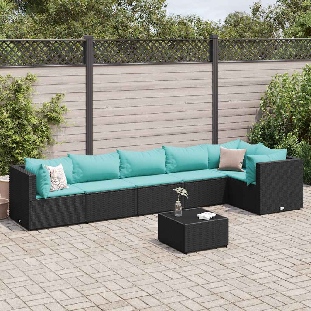 Set Mobilier De Grădină Cu Perne, 6 Piese, Maro, Poliratan