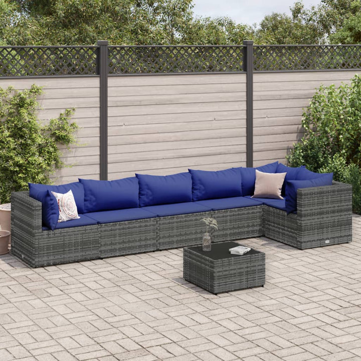 Set Mobilier De Grădină Cu Perne, 6 Piese, Maro, Poliratan