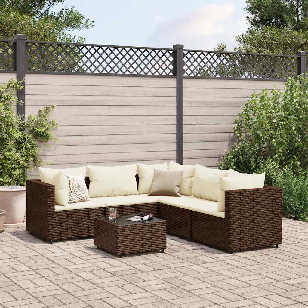 Set Mobilier De Grădină Cu Perne, 6 Piese, , Poliratan