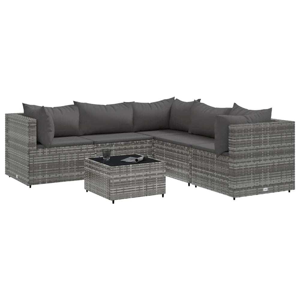 Set Mobilier De Grădină Cu Perne, 6 Piese, , Poliratan