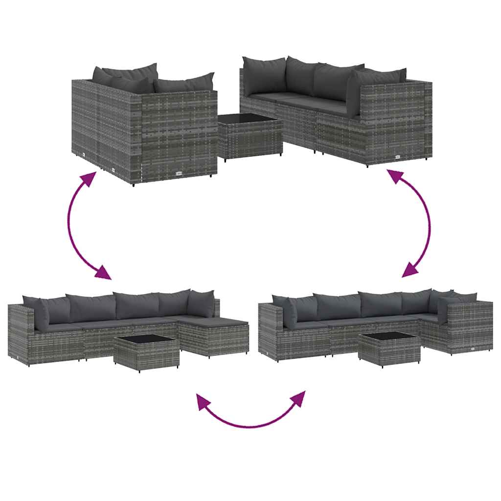 Set Mobilier De Grădină Cu Perne, 6 Piese, , Poliratan