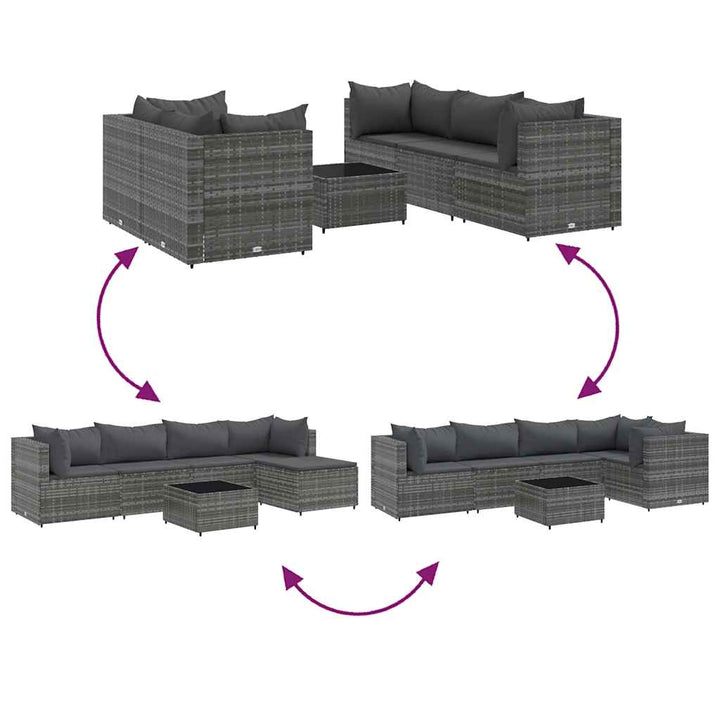 Set Mobilier De Grădină Cu Perne, 6 Piese, , Poliratan