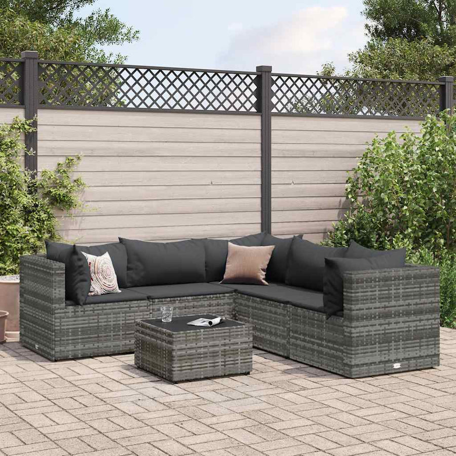 Set Mobilier De Grădină Cu Perne, 6 Piese, , Poliratan