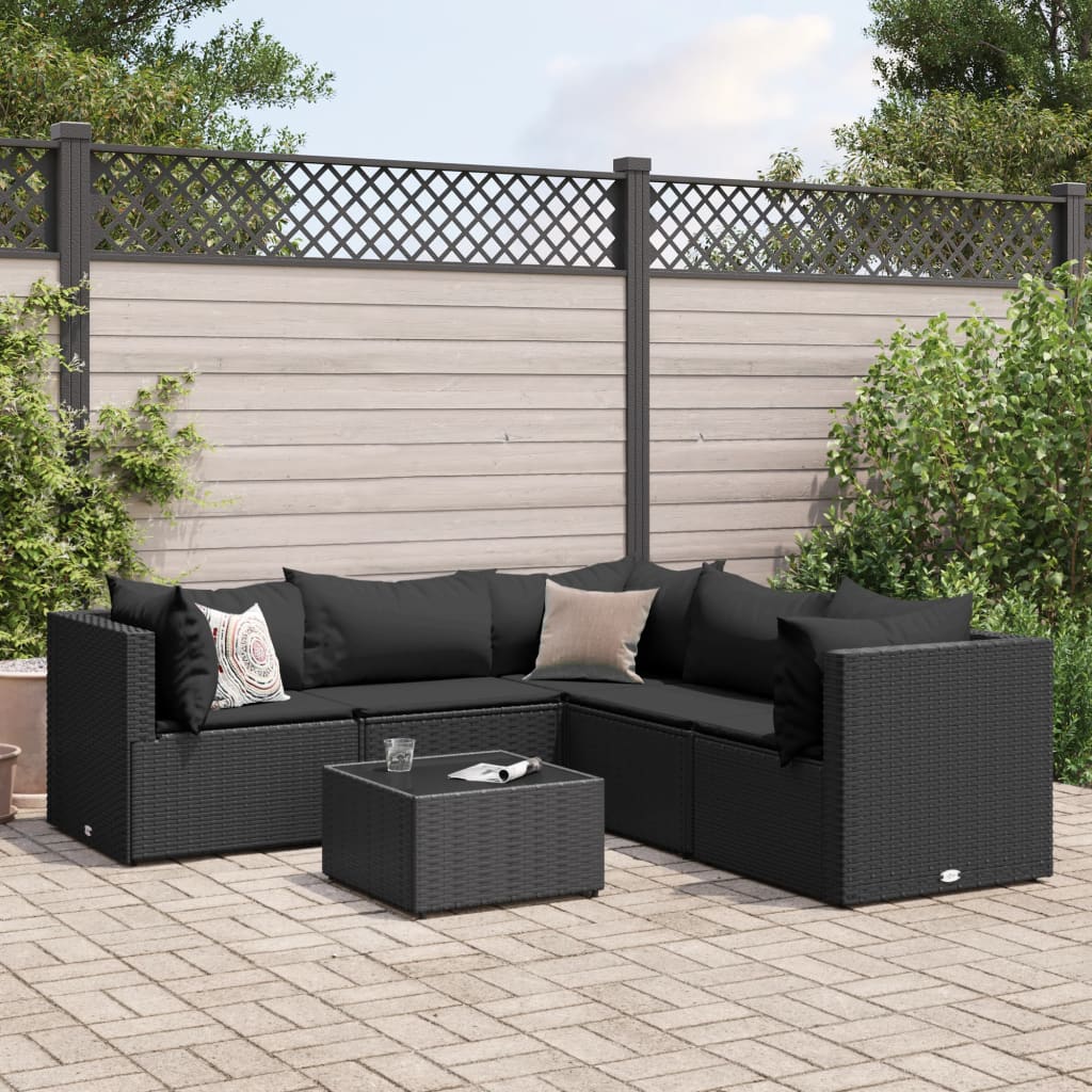 Set Mobilier De Grădină Cu Perne, 6 Piese, , Poliratan