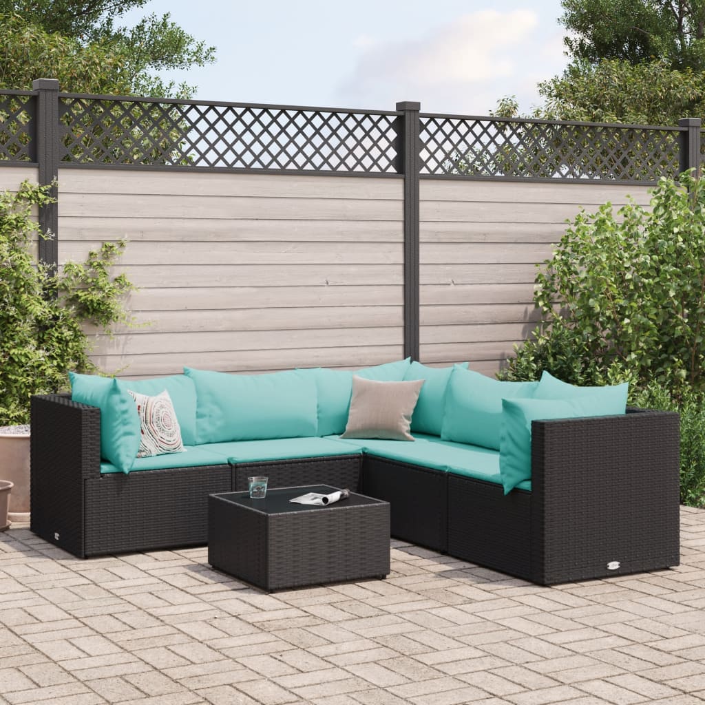 Set Mobilier De Grădină Cu Perne, 6 Piese, , Poliratan