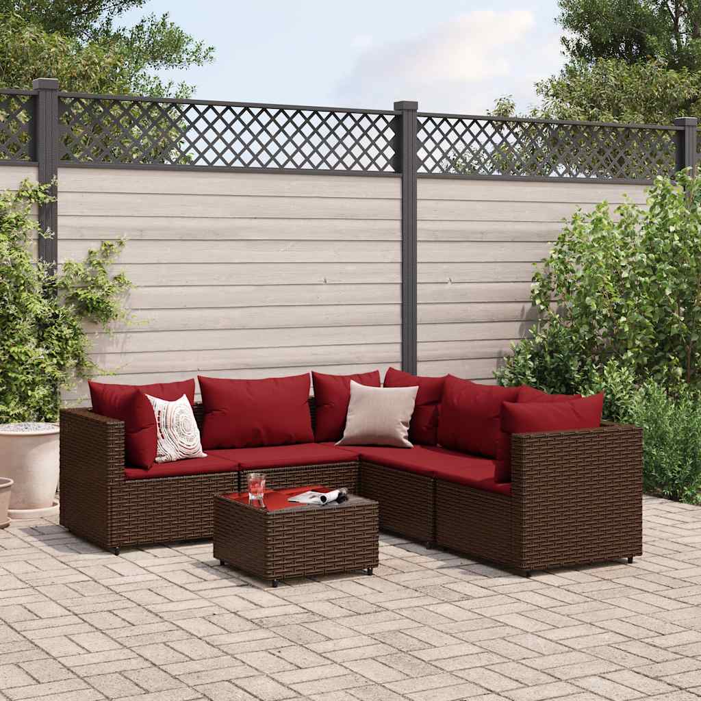 Set Mobilier De Grădină Cu Perne, 6 Piese, , Poliratan