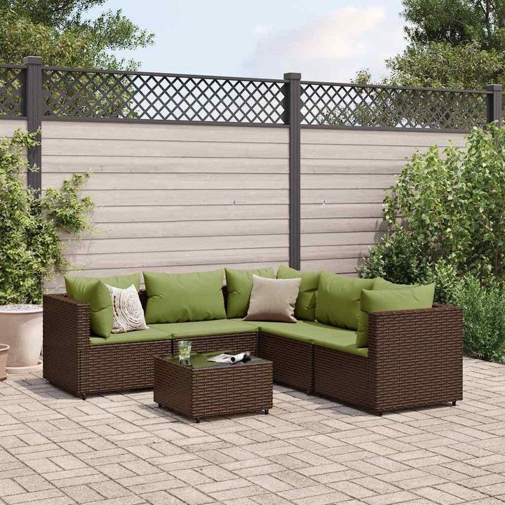 Set Mobilier De Grădină Cu Perne, 6 Piese, , Poliratan