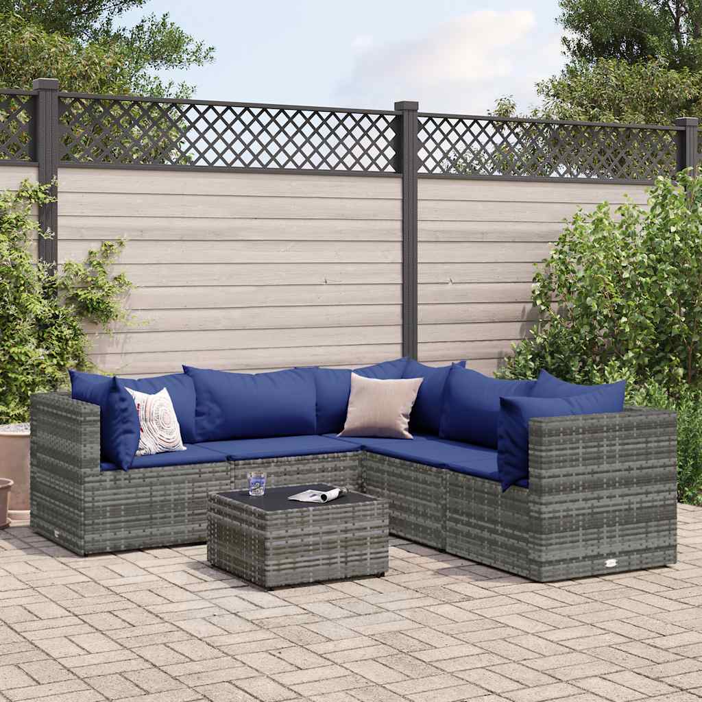 Set Mobilier De Grădină Cu Perne, 6 Piese, , Poliratan