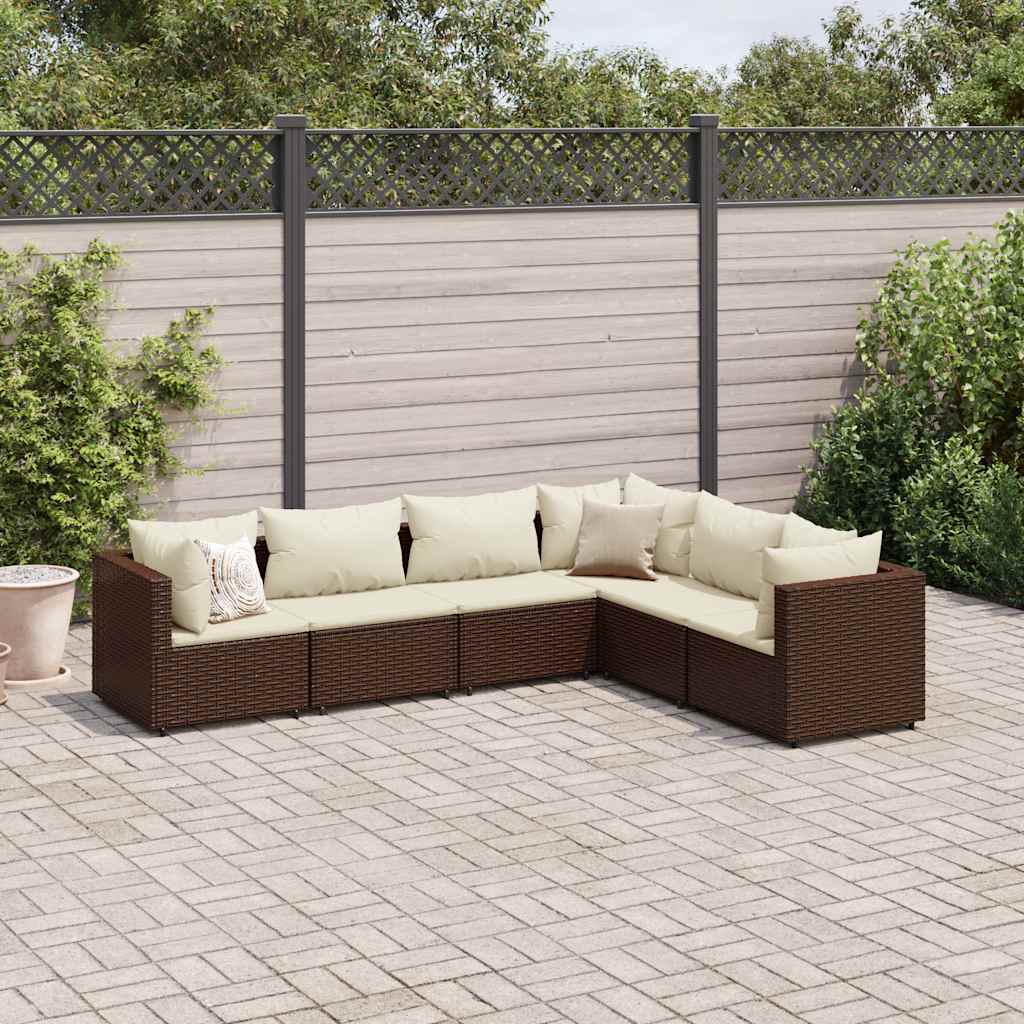 Set Mobilier De Grădină Cu Perne, 6 Piese, , Poliratan