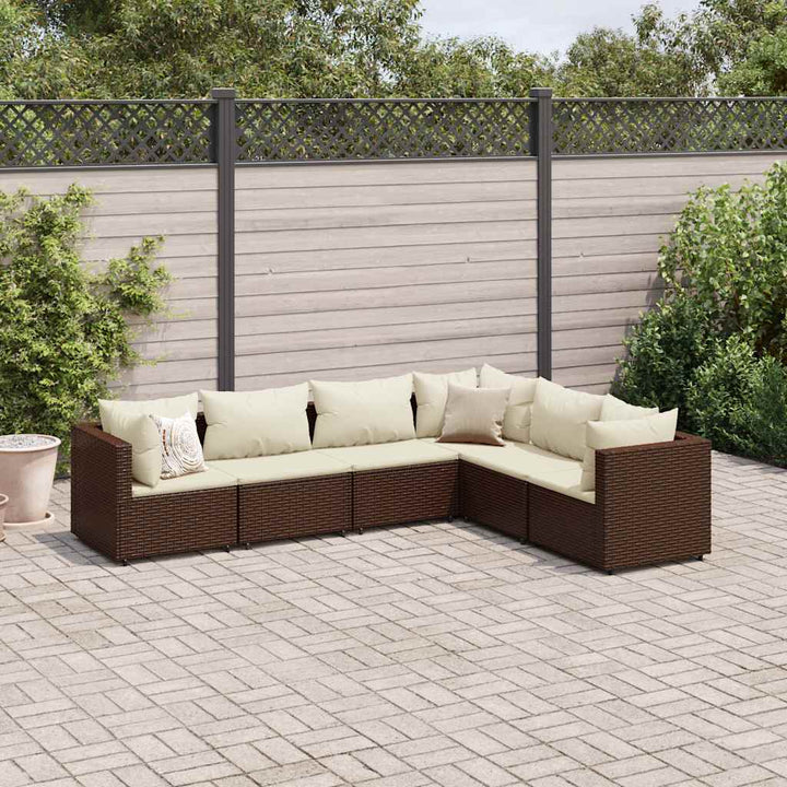Set Mobilier De Grădină Cu Perne, 6 Piese, , Poliratan
