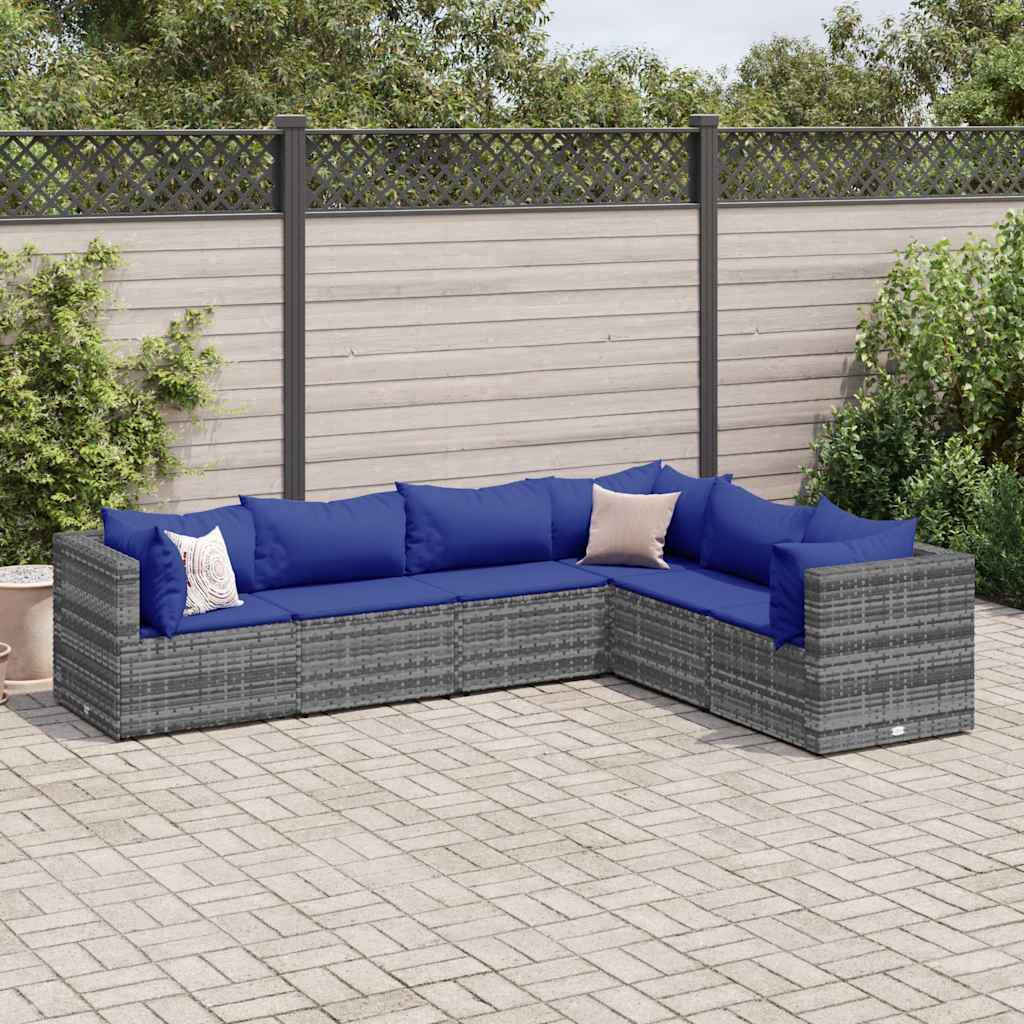 Set Mobilier De Grădină Cu Perne, 6 Piese, , Poliratan