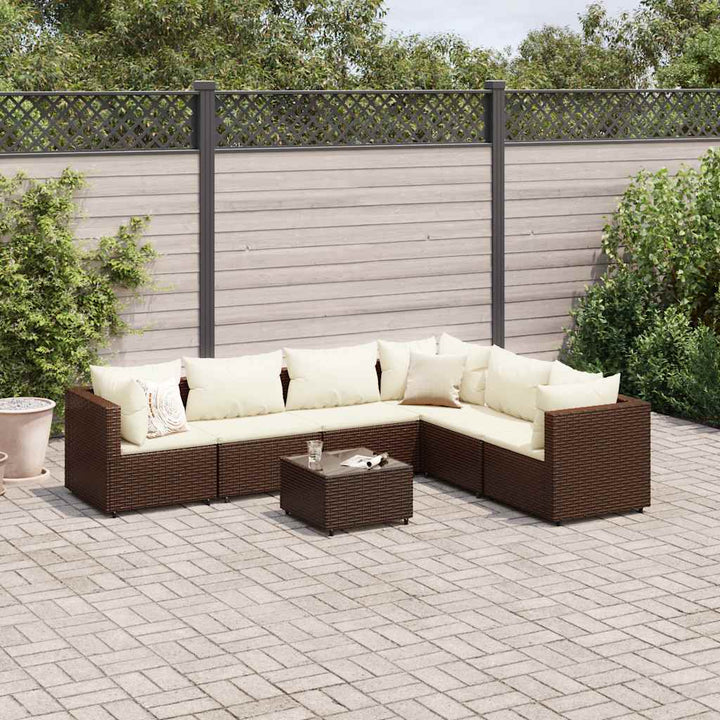 Set Mobilier De Grădină Cu Perne, 6 Piese, , Poliratan