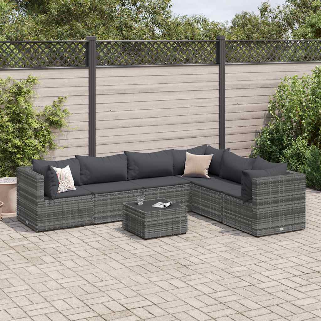 Set Mobilier De Grădină Cu Perne, 6 Piese, , Poliratan