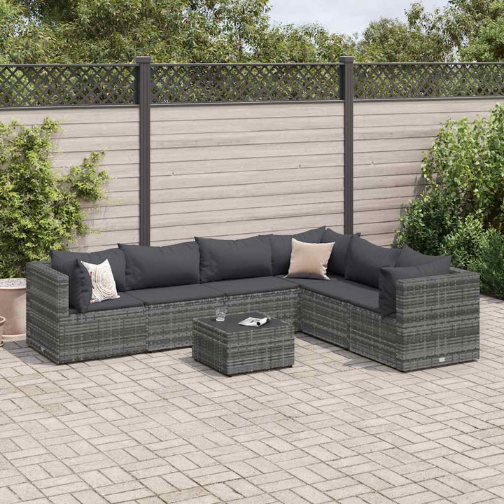 Set Mobilier De Grădină Cu Perne, 6 Piese, , Poliratan