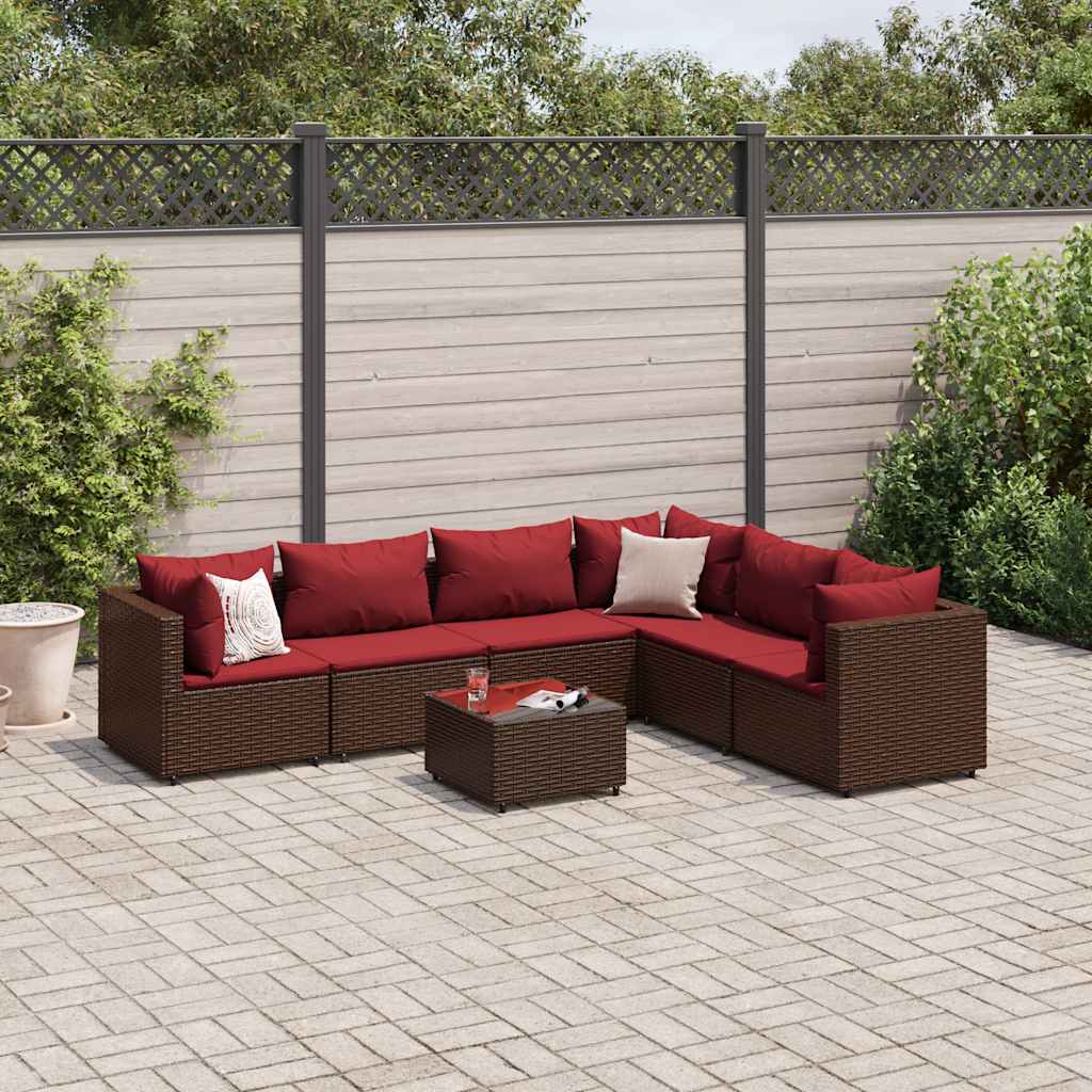 Set Mobilier De Grădină Cu Perne, 6 Piese, , Poliratan