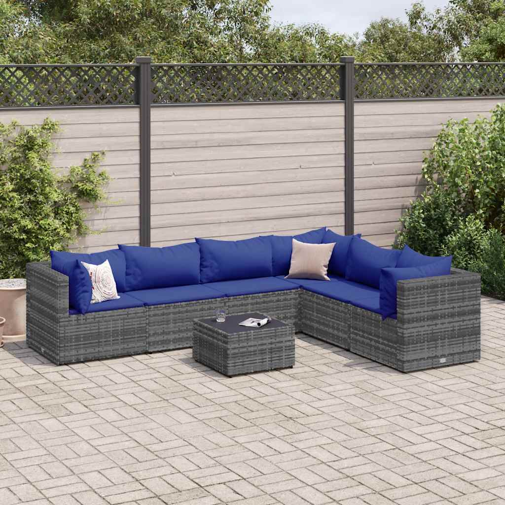 Set Mobilier De Grădină Cu Perne, 6 Piese, , Poliratan