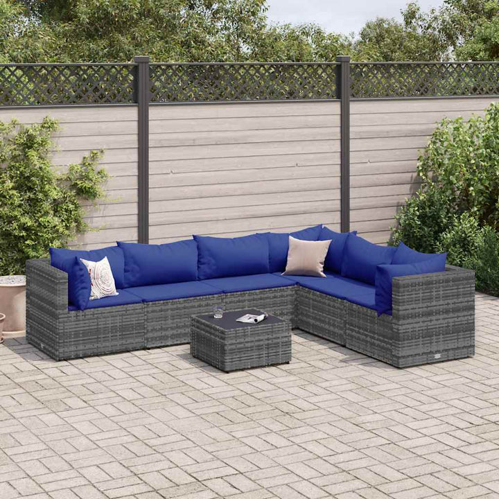 Set Mobilier De Grădină Cu Perne, 6 Piese, , Poliratan
