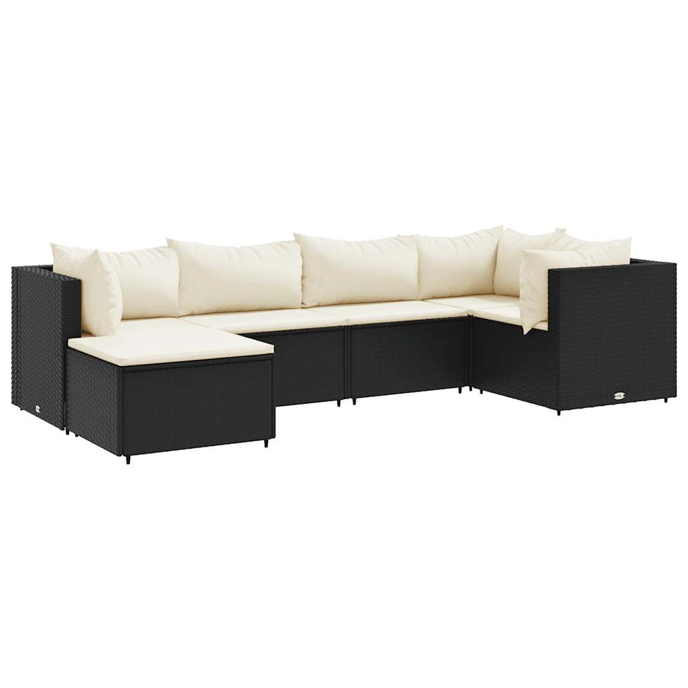 Set Mobilier De Grădină Cu Perne, 6 Piese, Negru, Poliratan