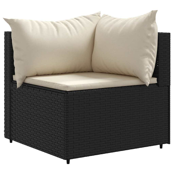 Set Mobilier De Grădină Cu Perne, 6 Piese, Negru, Poliratan