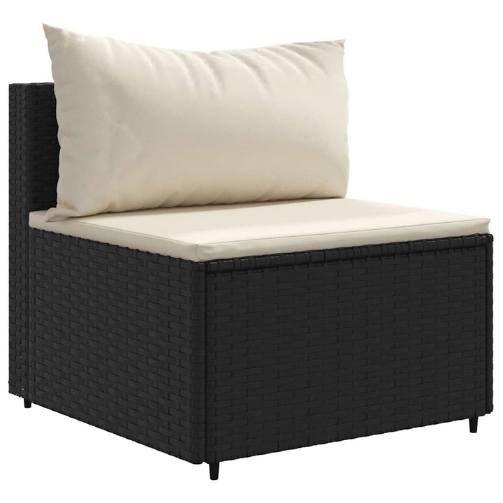 Set Mobilier De Grădină Cu Perne, 6 Piese, Negru, Poliratan