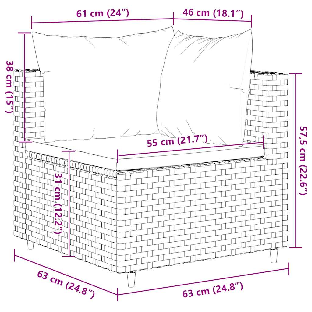 Set Mobilier De Grădină Cu Perne, 6 Piese, Negru, Poliratan