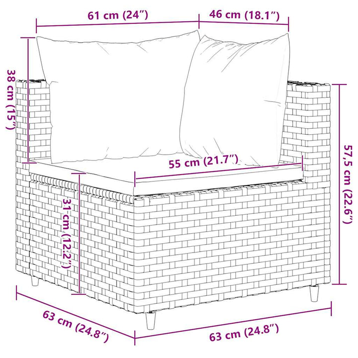 Set Mobilier De Grădină Cu Perne, 6 Piese, Negru, Poliratan