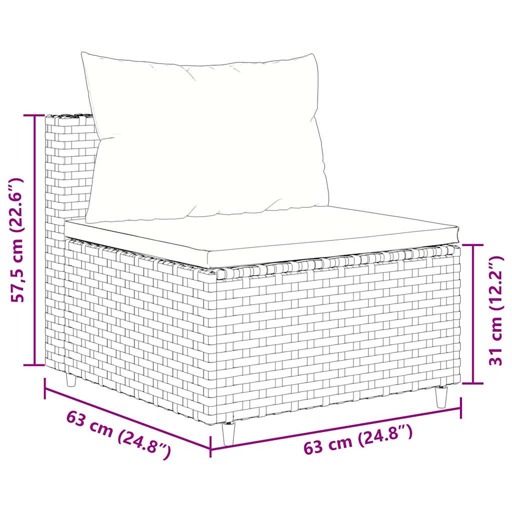 Set Mobilier De Grădină Cu Perne, 6 Piese, Negru, Poliratan