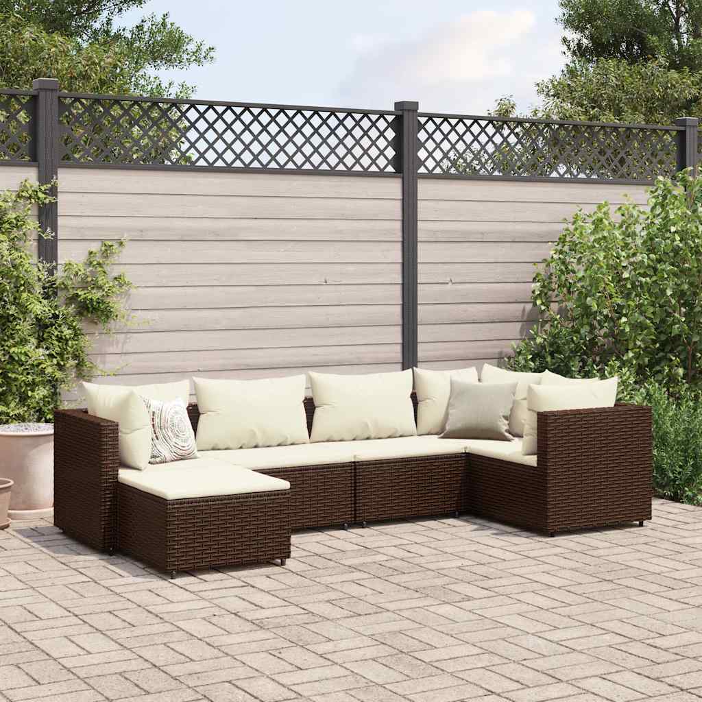 Set Mobilier De Grădină Cu Perne, 6 Piese, Negru, Poliratan