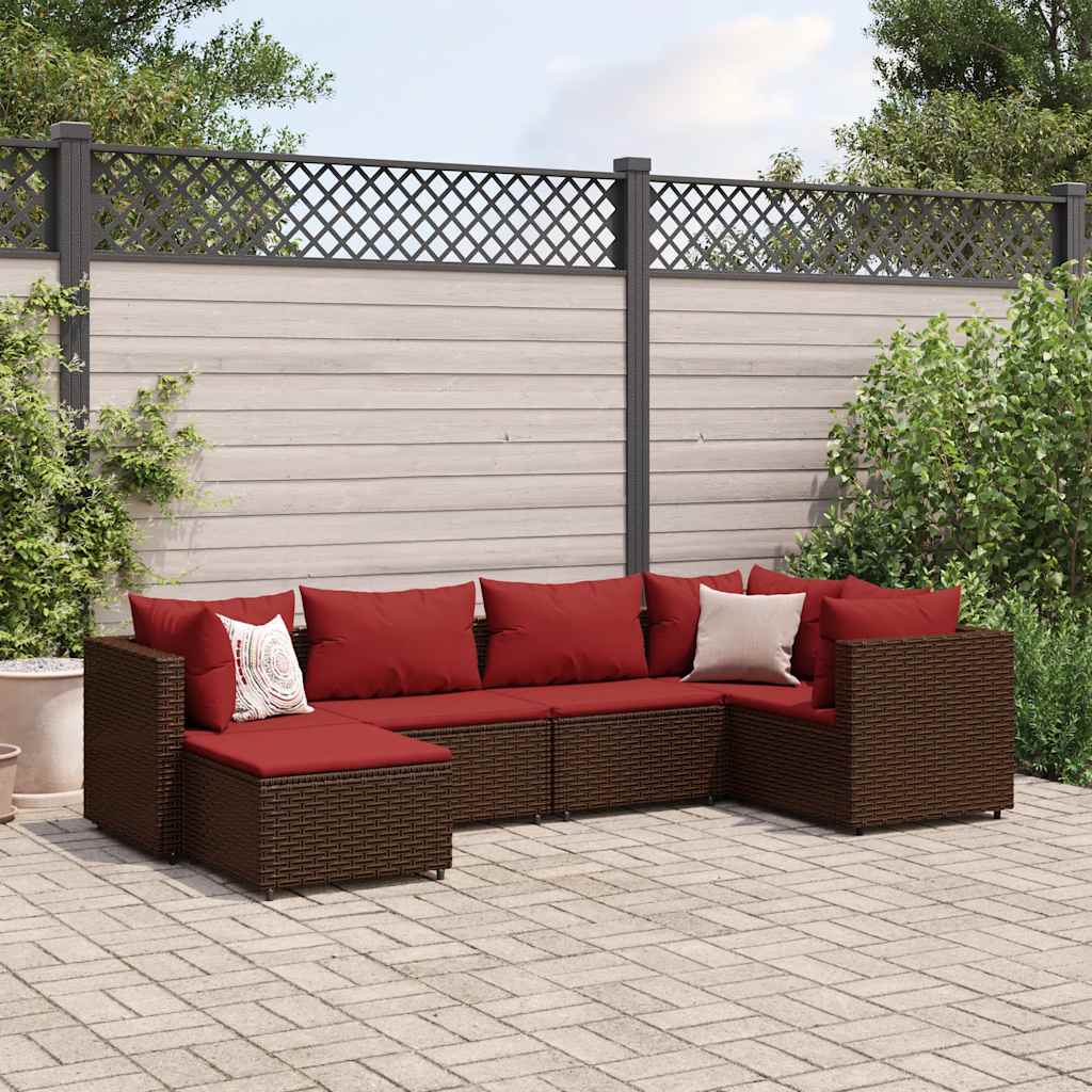 Set Mobilier De Grădină Cu Perne, 6 Piese, Negru, Poliratan