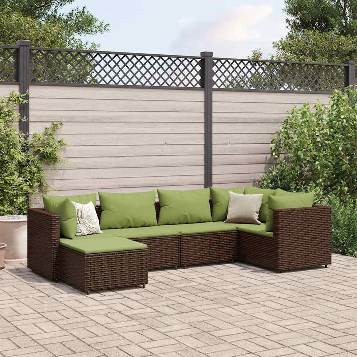 Set Mobilier De Grădină Cu Perne, 6 Piese, Negru, Poliratan