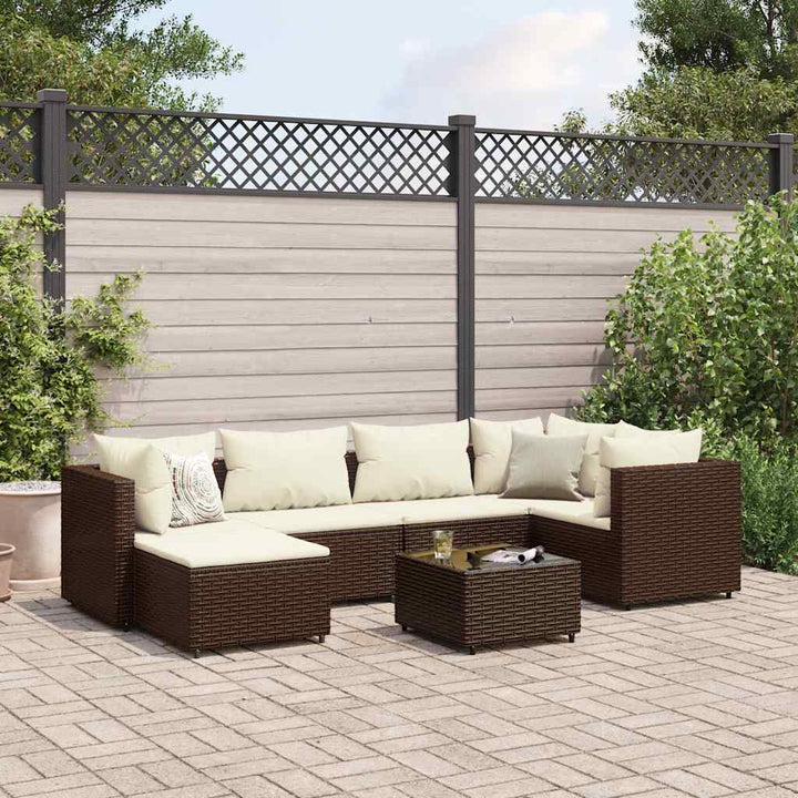 Set Mobilier De Grădină Cu Perne, 6 Piese, Negru, Poliratan