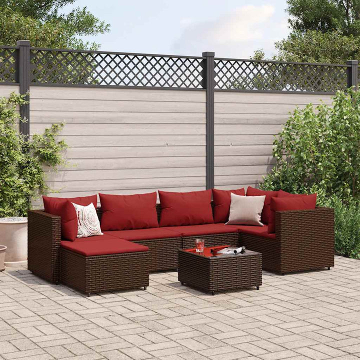 Set Mobilier De Grădină Cu Perne, 6 Piese, Negru, Poliratan
