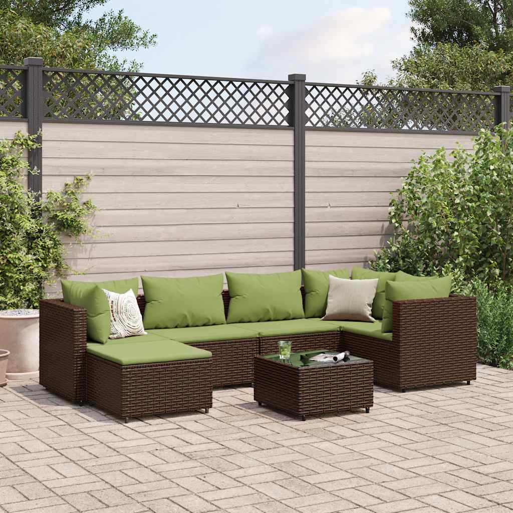 Set Mobilier De Grădină Cu Perne, 6 Piese, Negru, Poliratan