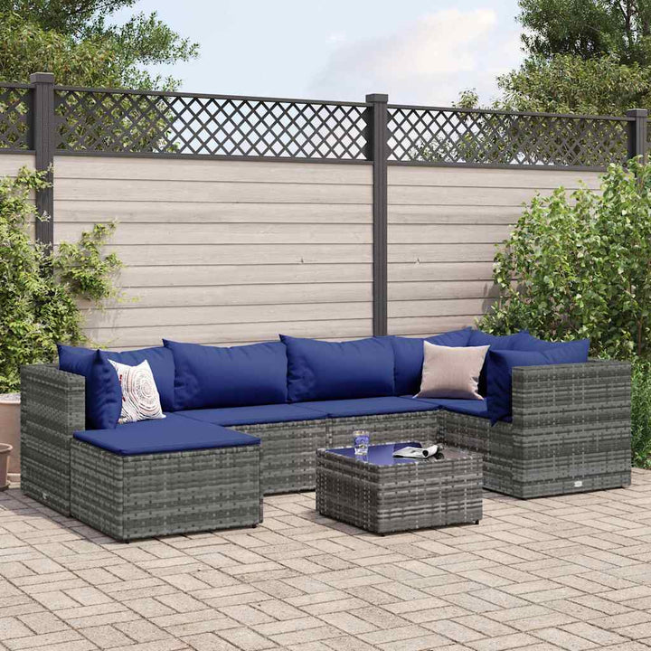 Set Mobilier De Grădină Cu Perne, 6 Piese, Negru, Poliratan
