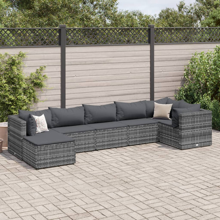 Set Mobilier De Grădină Cu Perne, 6 Piese, Negru, Poliratan