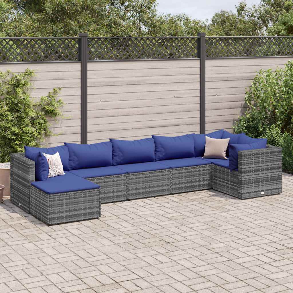 Set Mobilier De Grădină Cu Perne, 6 Piese, Negru, Poliratan