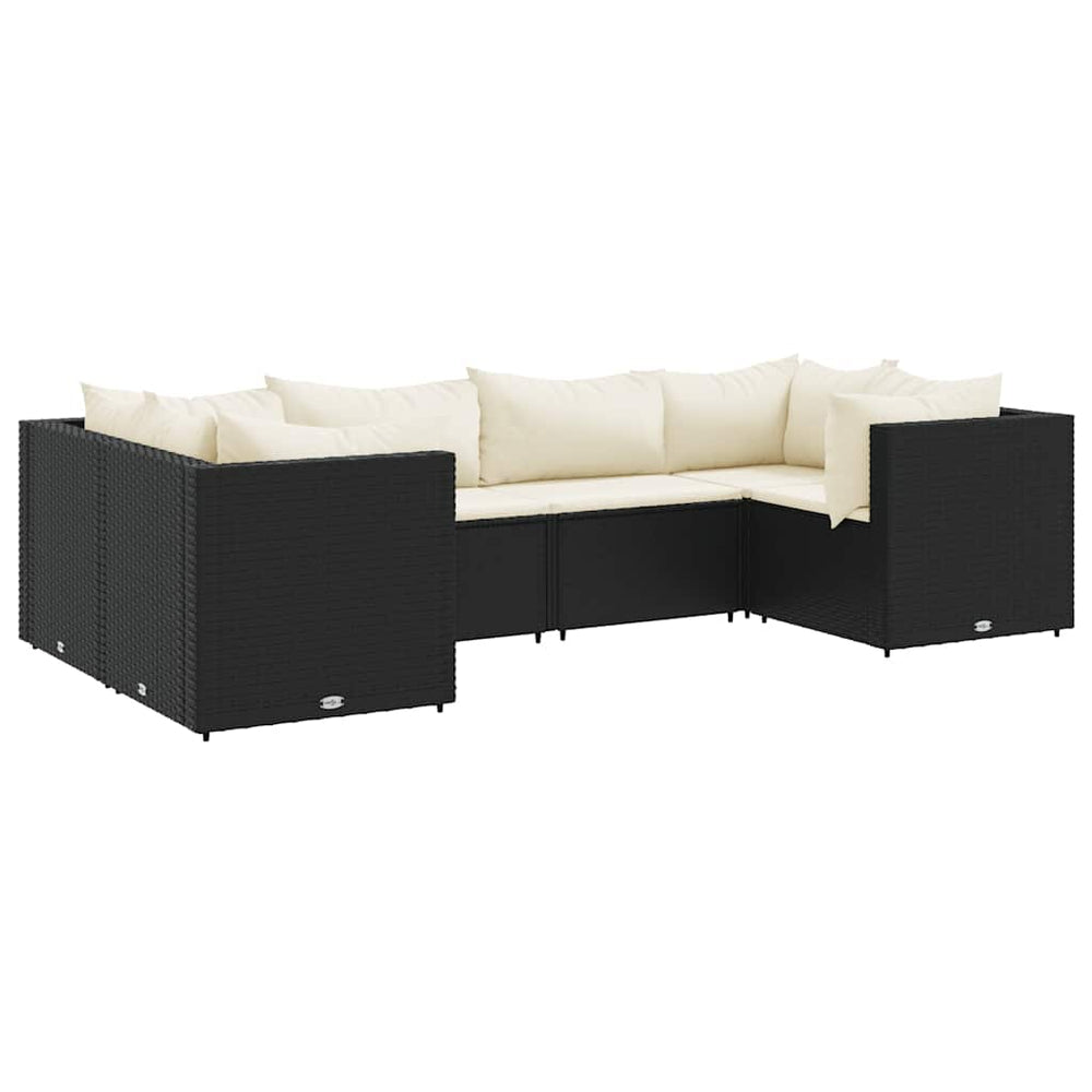 Set Mobilier De Grădină Cu Perne, 6 Piese, Negru, Poliratan