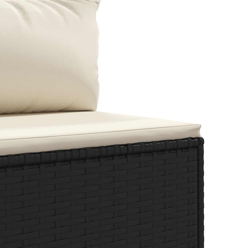 Set Mobilier De Grădină Cu Perne, 6 Piese, Negru, Poliratan