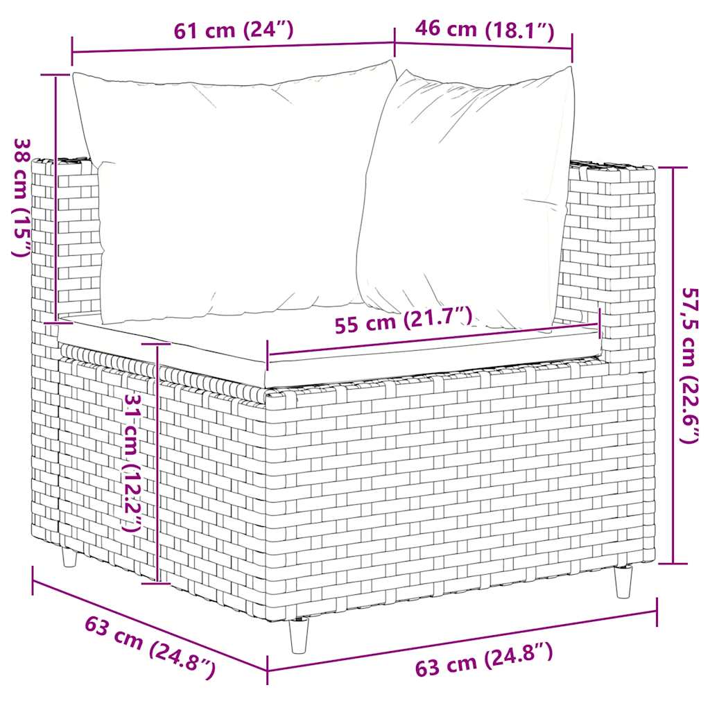 Set Mobilier De Grădină Cu Perne, 6 Piese, Negru, Poliratan