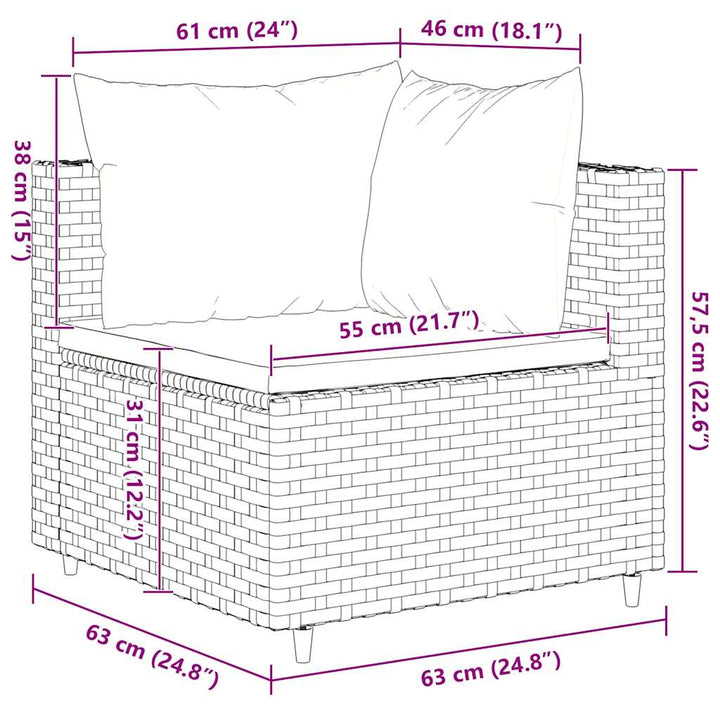 Set Mobilier De Grădină Cu Perne, 6 Piese, Negru, Poliratan