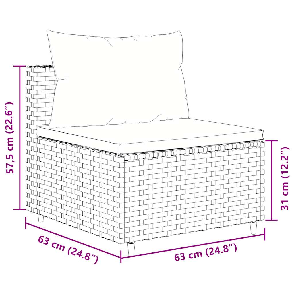 Set Mobilier De Grădină Cu Perne, 6 Piese, Negru, Poliratan