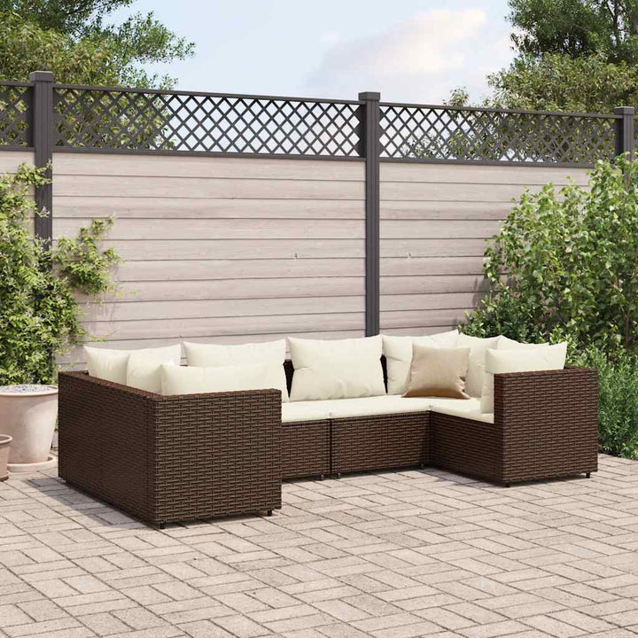 Set Mobilier De Grădină Cu Perne, 6 Piese, Negru, Poliratan