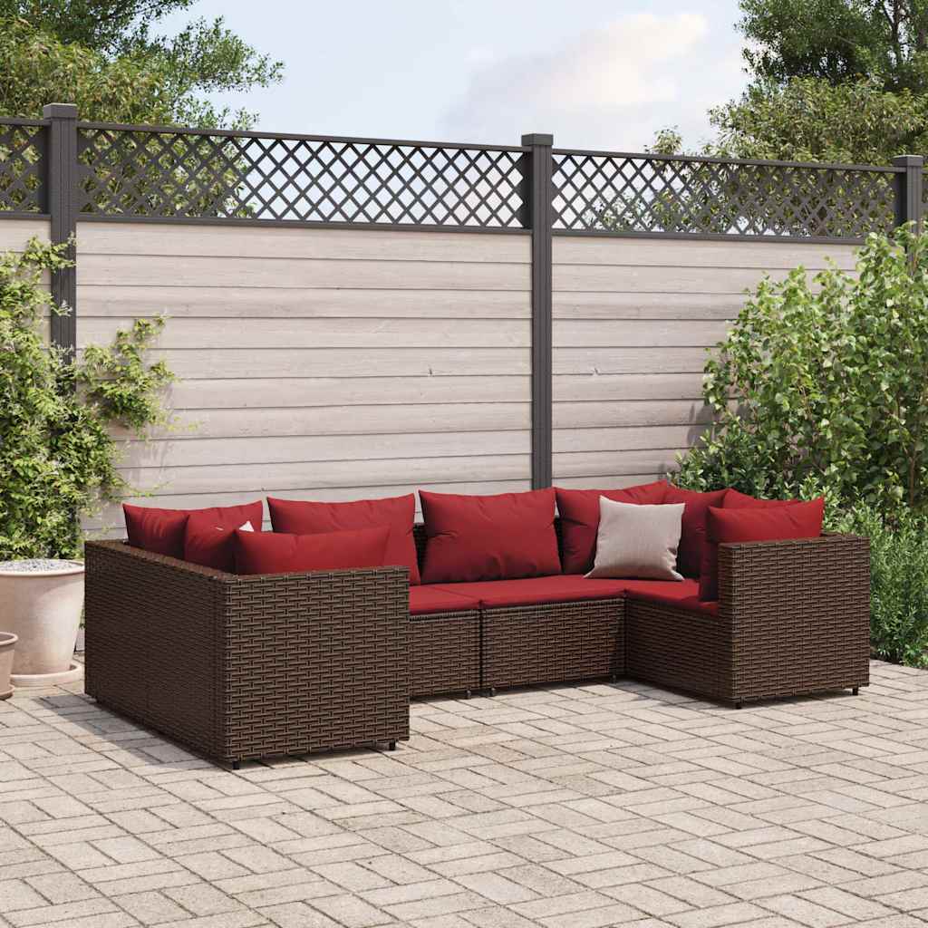 Set Mobilier De Grădină Cu Perne, 6 Piese, Negru, Poliratan