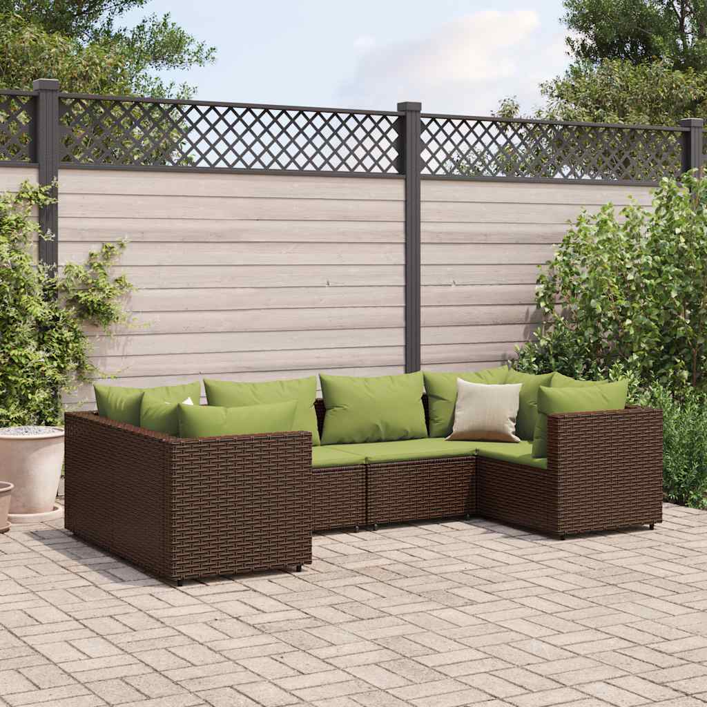 Set Mobilier De Grădină Cu Perne, 6 Piese, Negru, Poliratan