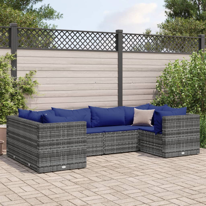 Set Mobilier De Grădină Cu Perne, 6 Piese, Negru, Poliratan