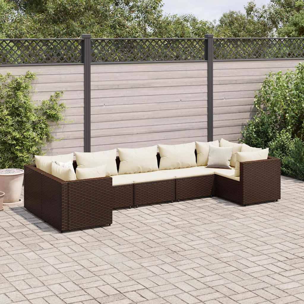 Set Mobilier De Grădină Cu Perne, 6 Piese, Negru, Poliratan