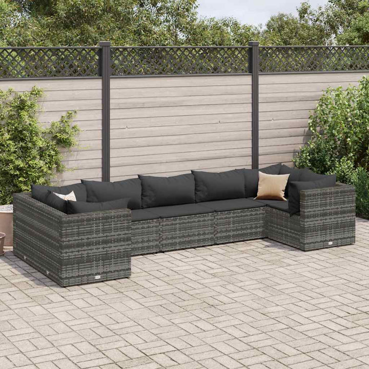 Set Mobilier De Grădină Cu Perne, 6 Piese, Negru, Poliratan