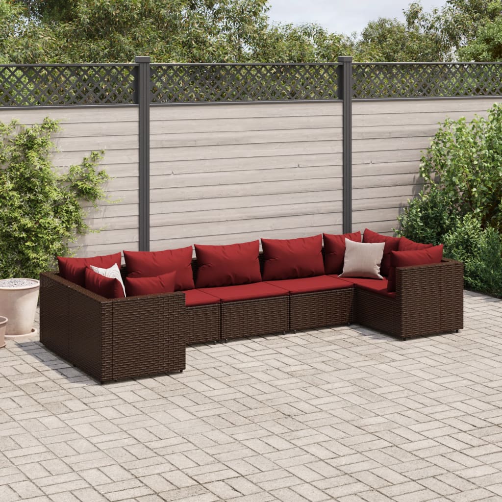 Set Mobilier De Grădină Cu Perne, 6 Piese, Negru, Poliratan