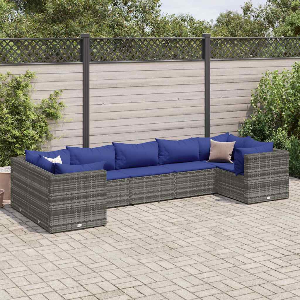 Set Mobilier De Grădină Cu Perne, 6 Piese, Negru, Poliratan